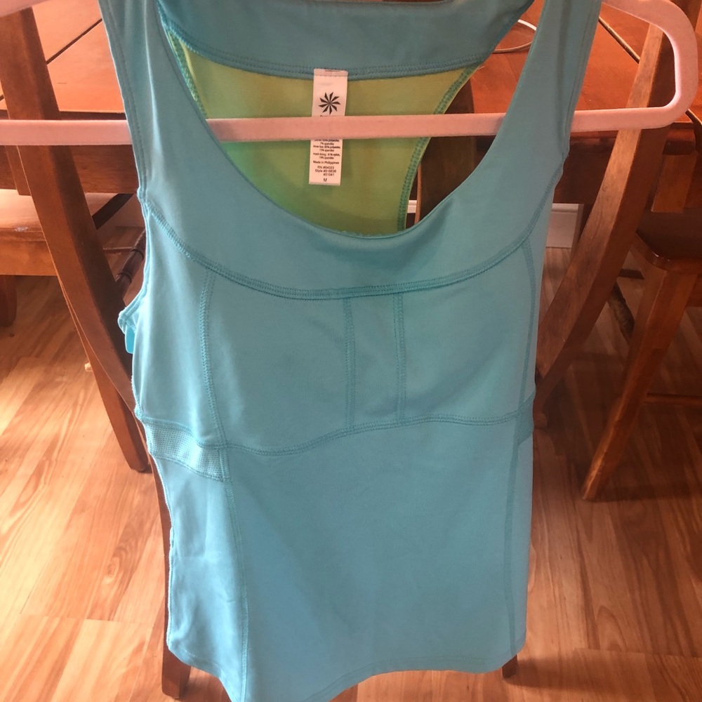 Woman’s Athleta Support Racerback Top, Aqua Blue, Medium